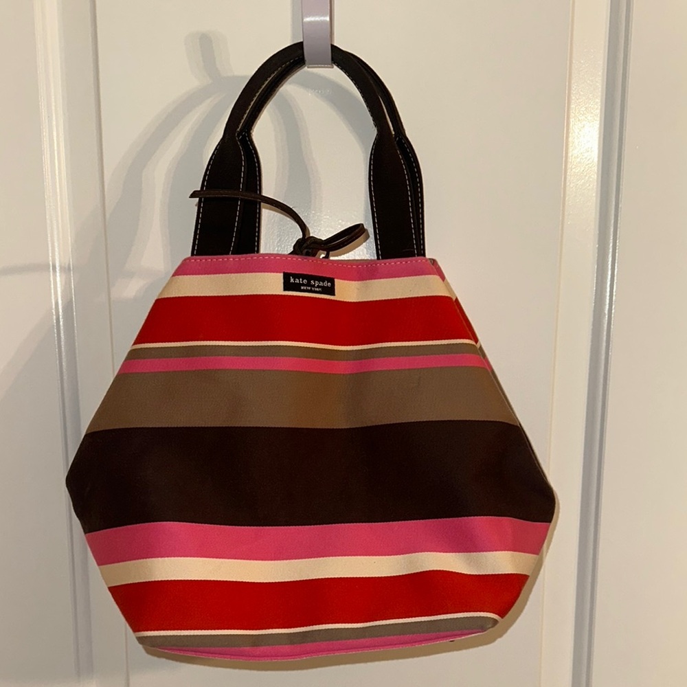 Kate Spade Red and Pink Striped Tote - Picture 2 of 5